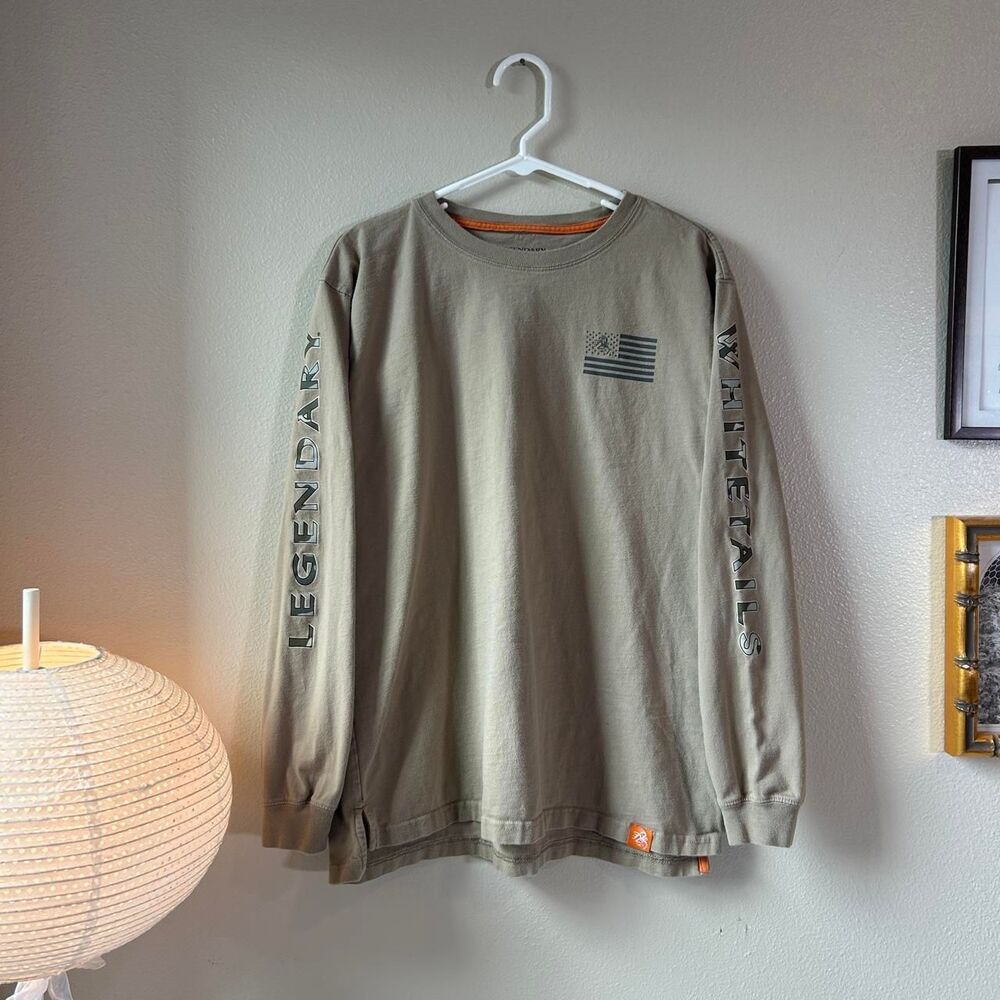 Legendary Whitetails tan deer hunting long sleeve tee L